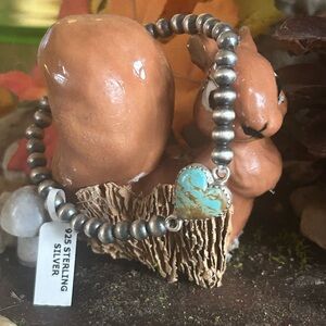 925 Sterling number 8 Turquoise on Italian pearls bracelet